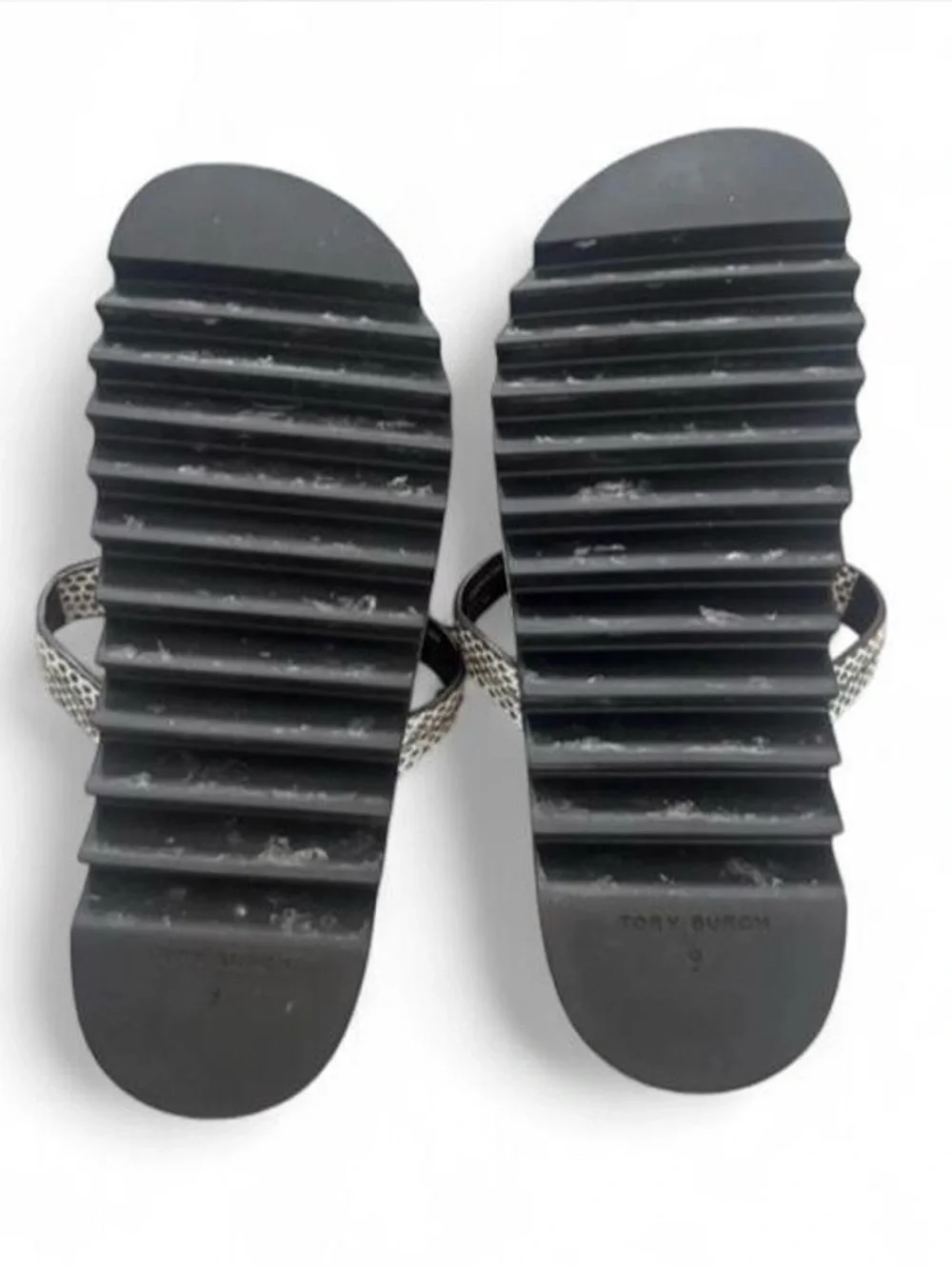 Tory Burch Miller Cloud Lug Sandals Seaside Roccia Snakeskin, Sawtooth Sole, 9